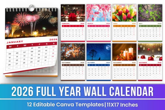 2026 Full Year Wall Calendar Canva Kdp: A Minimalist Organizer for Your Home or Workspace
